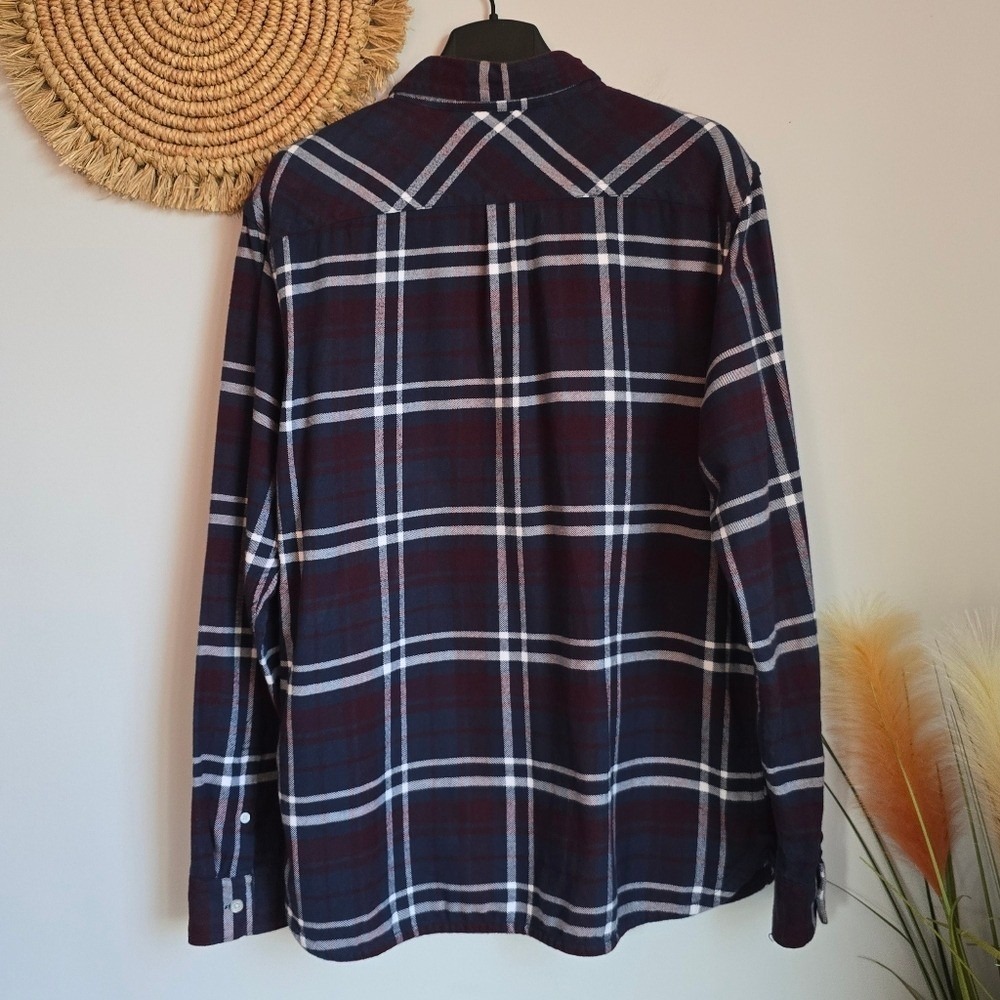 Everlane Men's Navy Red The Brushed Button Down Flannel Shirt SZ Large Rugged - Picture 6 of 10